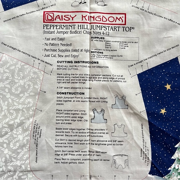 Daisy Kingdom Christmas Pattered Fabric for Girl’s Dress - Top and Pockets Only - Picture 3 of 3